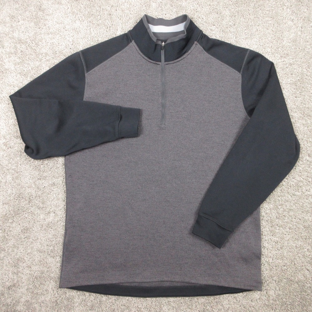 Nike Sweater Mens Large Gray Black Tour Performance Drifit 1/4 Zip Lightweight